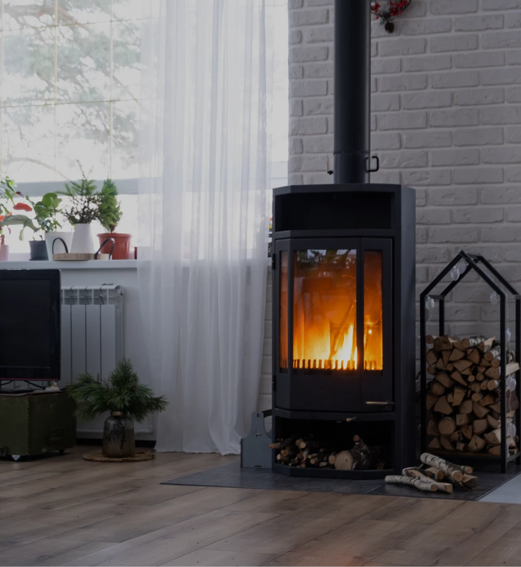 Warm fire burning in a stove